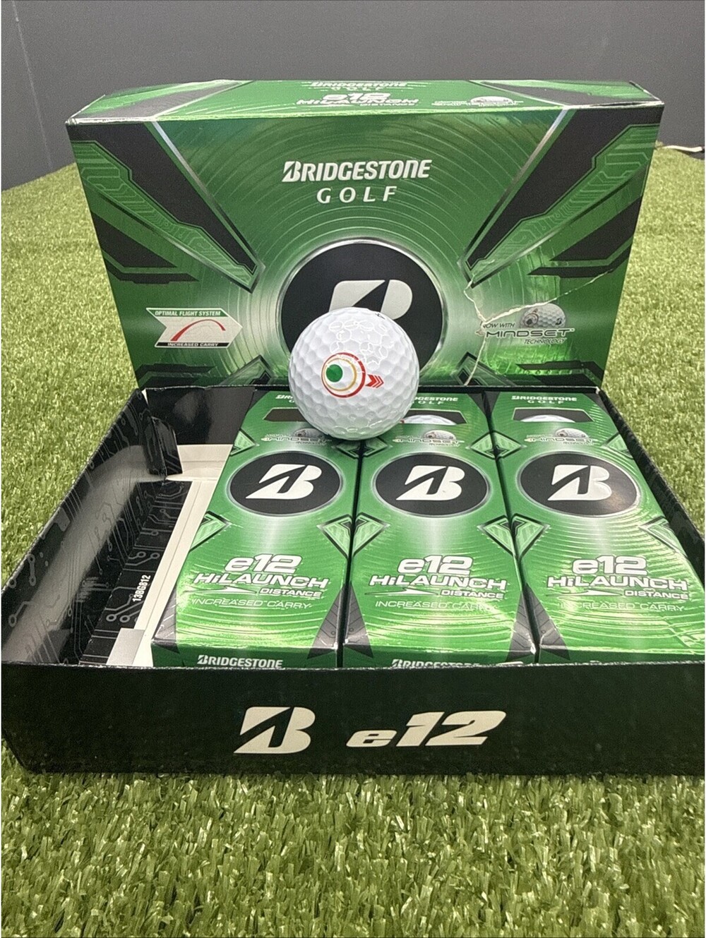 Bridgestone e12 High Launch Golf Balls With Mindset Alignment - White- 9 Balls